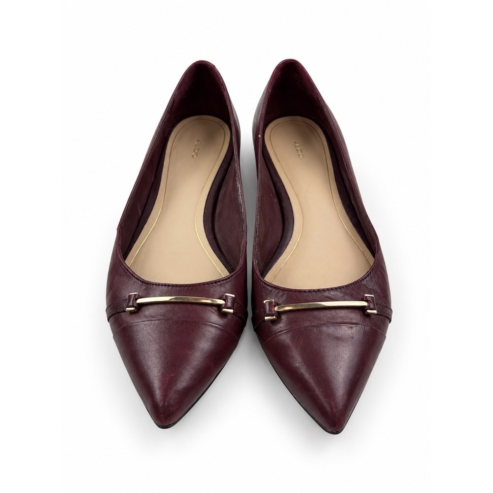 Aldo Vintage Y2K Burgundy Leather Pointed Toe Dress Flats Women's Size 7.5